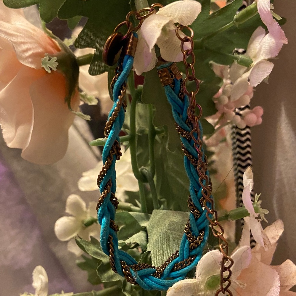 Vintage 2000s braided blue and brass bracelet